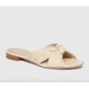 PAIGE women's "Dany" tubular straps flat sandals in bone leather sz 7.5